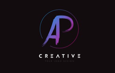Creative Colorful AP Brush Letter Logo Design. Artistic Handwritten Letters Logo Concept.