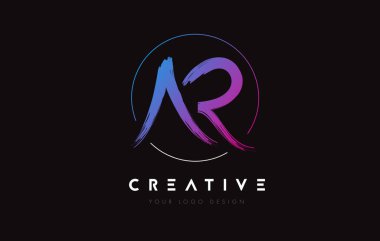 Creative Colorful AR Brush Letter Logo Design. Artistic Handwritten Letters Logo Concept.