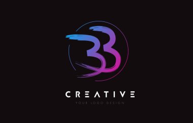 Creative Colorful BB Brush Letter Logo Design. Artistic Handwritten Letters Logo Concept.