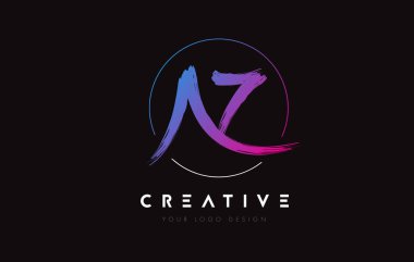 Creative Colorful AZ Brush Letter Logo Design. Artistic Handwritten Letters Logo Concept.