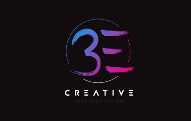 Creative Colorful BE Brush Letter Logo Design. Artistic Handwritten Letters Logo Concept.