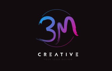 Creative Colorful BM Brush Letter Logo Design. Artistic Handwritten Letters Logo Concept.