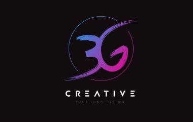 Creative Colorful BG Brush Letter Logo Design. Artistic Handwritten Letters Logo Concept.