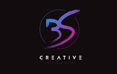 Creative Colorful BS Brush Letter Logo Design. Artistic Handwritten Letters Logo Concept.