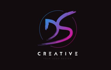Creative Colorful DS Brush Letter Logo Design. Artistic Handwritten Letters Logo Concept.