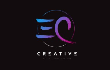 Creative Colorful EC Brush Letter Logo Design. Artistic Handwritten Letters Logo Concept.