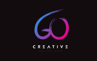 Creative Colorful GO Brush Letter Logo Design. Artistic Handwritten Letters Logo Concept.