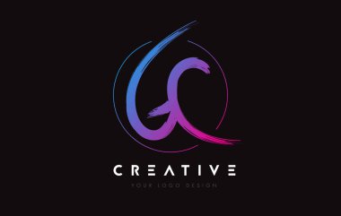 Creative Colorful GC Brush Letter Logo Design. Artistic Handwritten Letters Logo Concept.