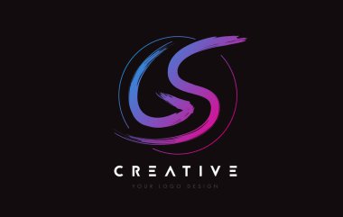 Creative Colorful GS Brush Letter Logo Design. Artistic Handwritten Letters Logo Concept.