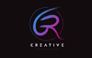 Creative Colorful GR Brush Letter Logo Design. Artistic Handwritten Letters Logo Concept.