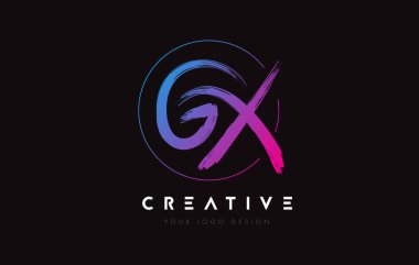 Creative Colorful GX Brush Letter Logo Design. Artistic Handwritten Letters Logo Concept.