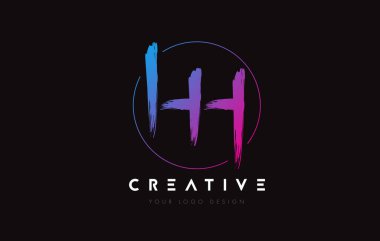 Creative Colorful HH Brush Letter Logo Design. Artistic Handwritten Letters Logo Concept.