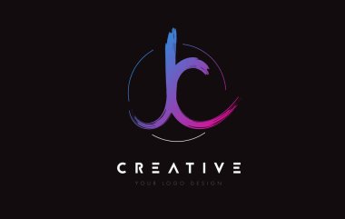 Creative Colorful JC Brush Letter Logo Design. Artistic Handwritten Letters Logo Concept.