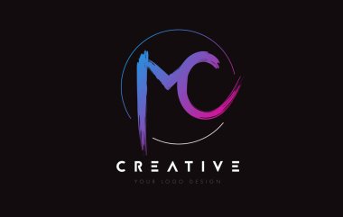 Creative Colorful MC Brush Letter Logo Design. Artistic Handwritten Letters Logo Concept.