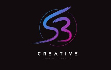 Creative Colorful SB Brush Letter Logo Design. Artistic Handwritten Letters Logo Concept.