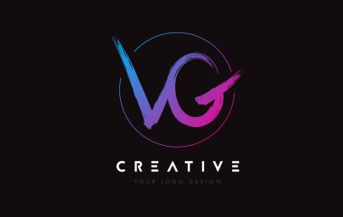 Creative Colorful VG Brush Letter Logo Design. Artistic Handwritten Letters Logo Concept.