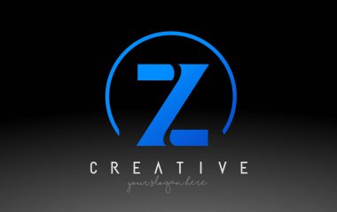 Z Letter Logo Design with Black Blue Color. Cool Modern Icon Template.