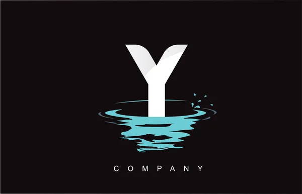 Letter Logo Design Water Splash Ripples Drops Reflection — 스톡 벡터