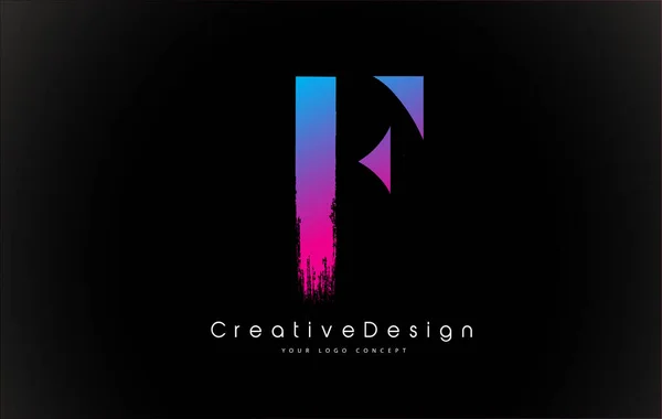 Letter Logo Design Con Pennellata Viola Rosa Creativa — Vettoriale Stock