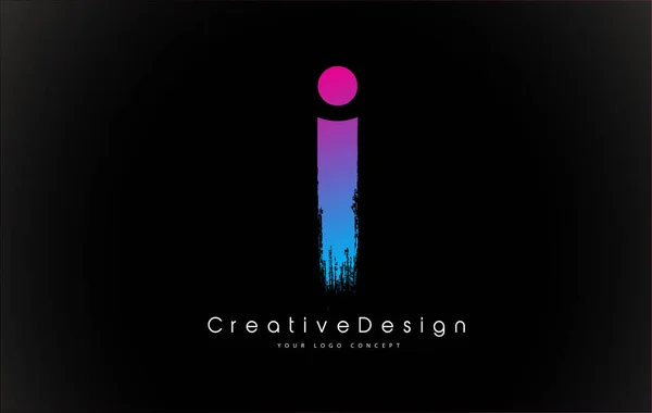 Lettre Logo Conception Avec Créatif Rose Pourpre Coup Pinceau — Image vectorielle
