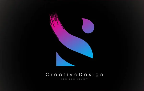 Разработка Логотипа Креативным Розовым Фиолетовым Мазком Кисти — стоковый вектор