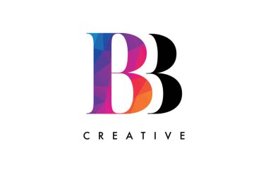 BB Letter Design with Creative Cut and Colorful Rainbow Texture