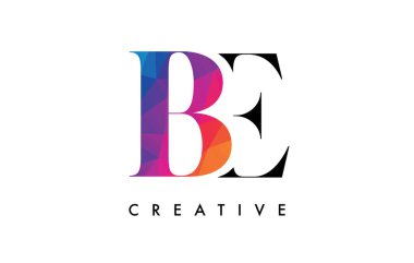 BE Letter Design with Creative Cut and Colorful Rainbow Texture
