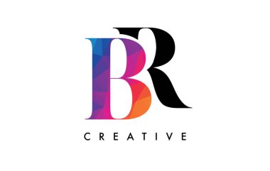 BR Letter Design with Creative Cut and Colorful Rainbow Texture