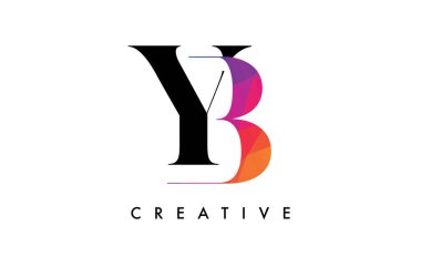 BY Letter Design with Creative Cut and Colorful Rainbow Texture