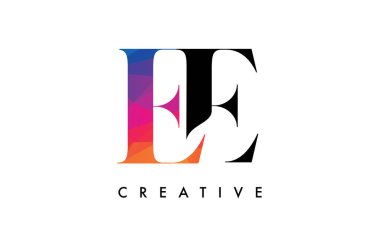 EE Letter Design with Creative Cut and Colorful Rainbow Texture