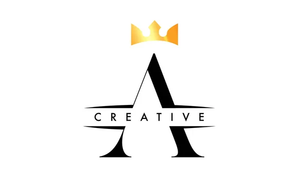 Letter Logo Creative Crown Design Icon Golden Colors Vector — Stockový vektor