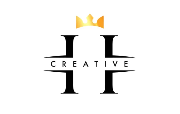 Letter Logo Creative Crown Design Icon Golden Colors Vector — Stok Vektör
