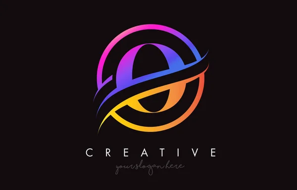 Creative Letter Logo Μωβ Πορτοκαλί Χρώματα Και Κύκλο Swoosh Cut — Διανυσματικό Αρχείο