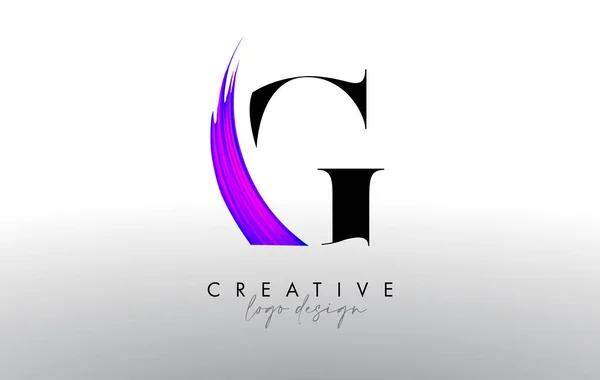 Brosse Lettre Logo Design Avec Créatif Artistique Coup Pinceau Look — Image vectorielle
