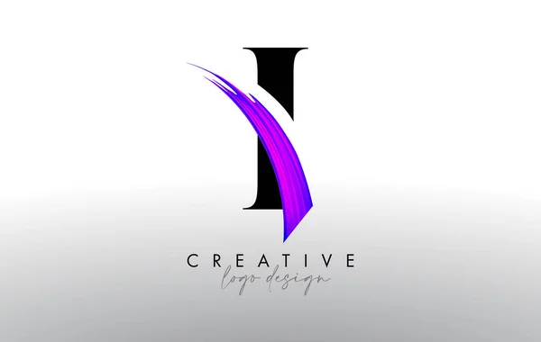 Brosse Lettre Logo Design Avec Créatif Artistique Coup Pinceau Look — Image vectorielle