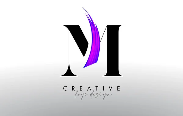 Brosse Lettre Logo Design Avec Créatif Artistique Paint Coup Pinceau — Image vectorielle
