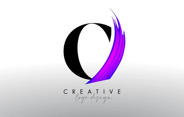 Pincel Letra Diseño Logo Con Pintura Artística Creativa Pincelada Look — Vector de stock