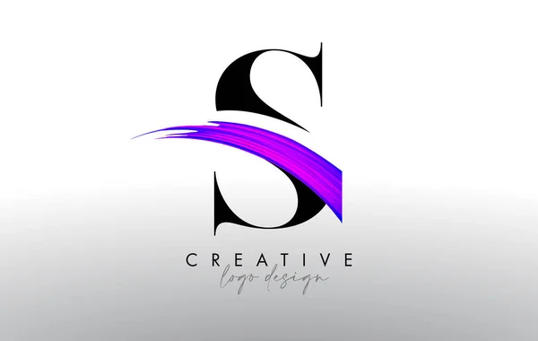 Carta Escova Logo Design Com Pincel Artístico Criativo Pincel Stroke — Vetor de Stock