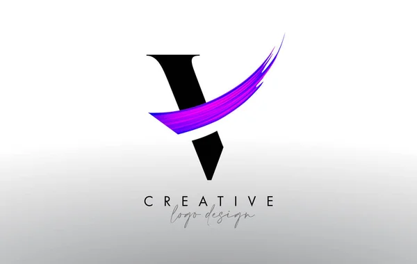Brosse Lettre Logo Design Avec Créatif Artistique Coup Pinceau Look — Image vectorielle