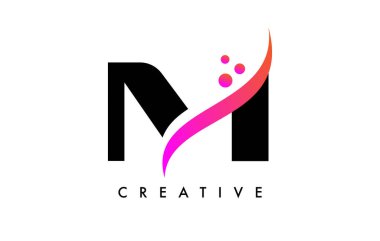 Zarif Yaratıcı Swoosh ve Nokta Vektörlü M Harfi Logosu Tasarımı