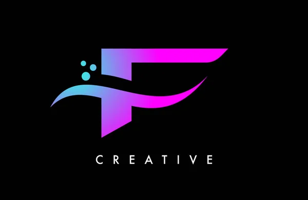 Purple Blue Letter Logo Design Elegant Creative Swoosh Dots Vector — Stock Vector