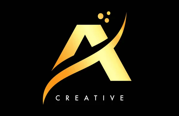 Zarif Yaratıcı Swoosh Nokta Vektörlü Altın Harf Logosu Tasarımı — Stok Vektör