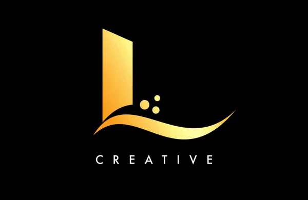 Golden Letter Logo Design Elegant Creative Swoosh Dots Vector — стоковий вектор