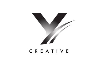 Y Harfi Logo Tasarım Vektörü Eğri Swoosh Çizgileri ve Yaratıcı Görünümü