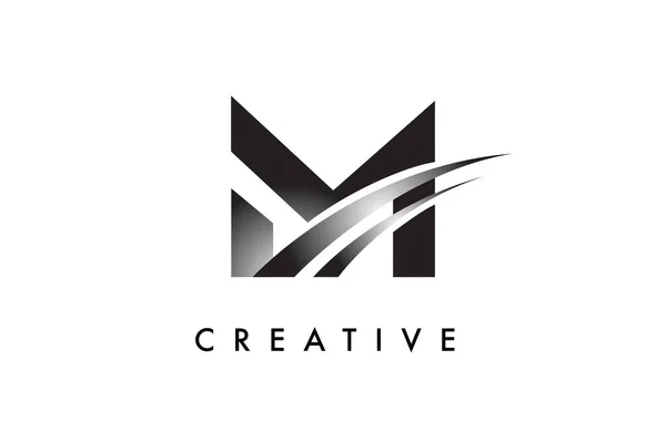 Brev Logo Design Vektor Med Böjda Swoosh Linjer Och Kreativa — Stock vektor