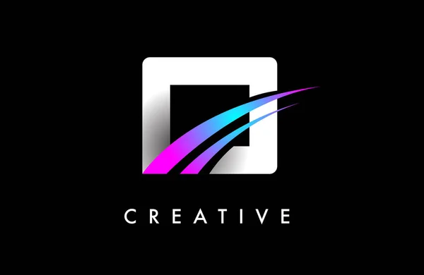 List Logo Design Wektor Zakrzywionym Fioletowym Niebieskim Swoosh Linie Kreatywny — Wektor stockowy