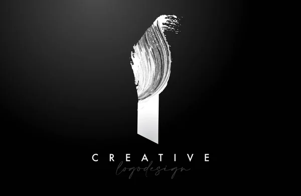 Beyaz Harf Logo Fırça Vuruşu Sanatsal Suluboya Fırça Fırça Simgesi — Stok Vektör