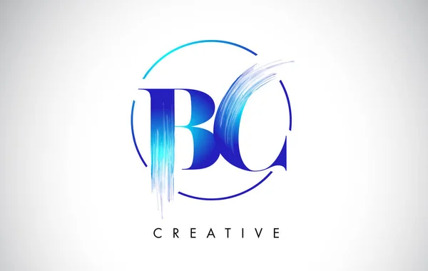 Brush Stroke Letter Logo Design Logo Peinture Bleue Lettres Icône — Image vectorielle
