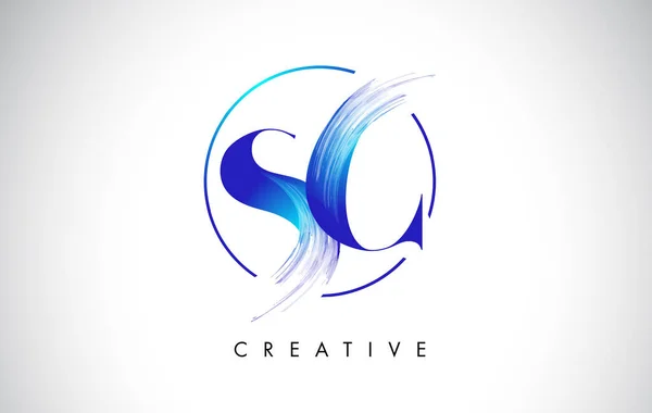 Дизайн Логотипу Brush Strock Letter Піктограма Логотипу Синьої Фарби — стоковий вектор