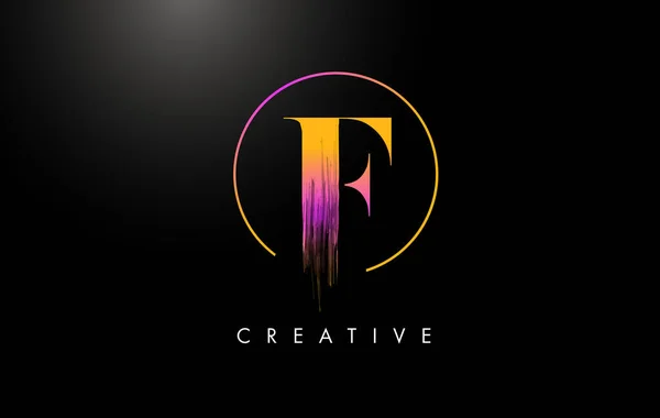 Brush Stroke Letter Σχεδιασμός Logo Πορτοκαλί Μωβ Χρώμα Λογότυπο Γράμματα — Διανυσματικό Αρχείο